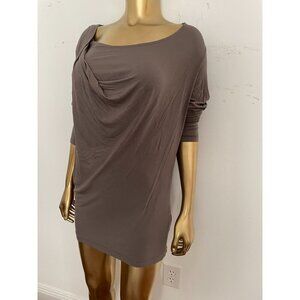 Vince Asymmetrical Soft Drape Neck Long Sleeve Tunic Dress Minimalist Coquette
